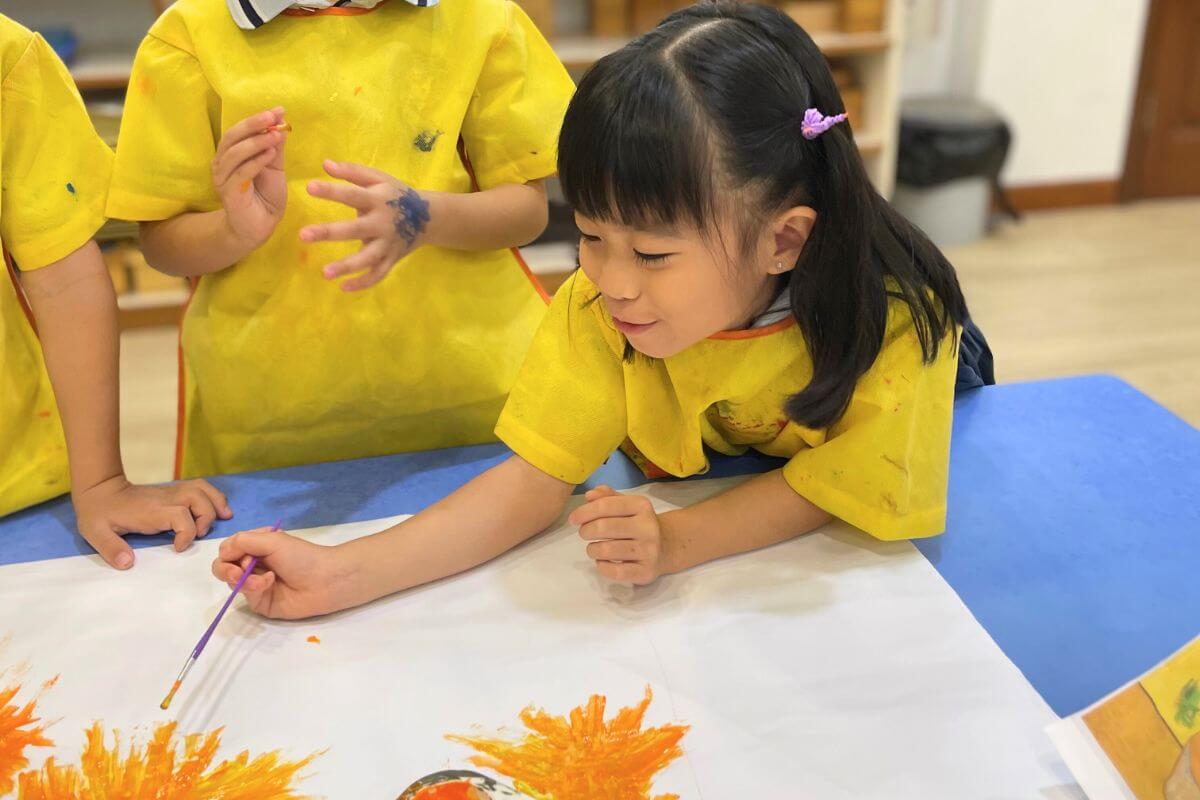 Children enjoying art painting activities at Starshine Montessori