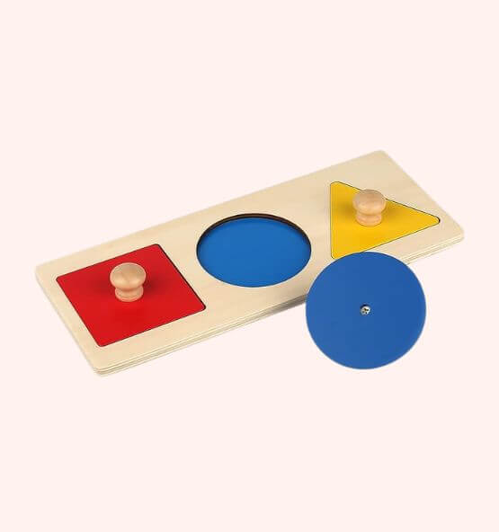 Montessori shape puzzle toy designed for early learning, helping children understand basic geometry, shapes, and color recognition.